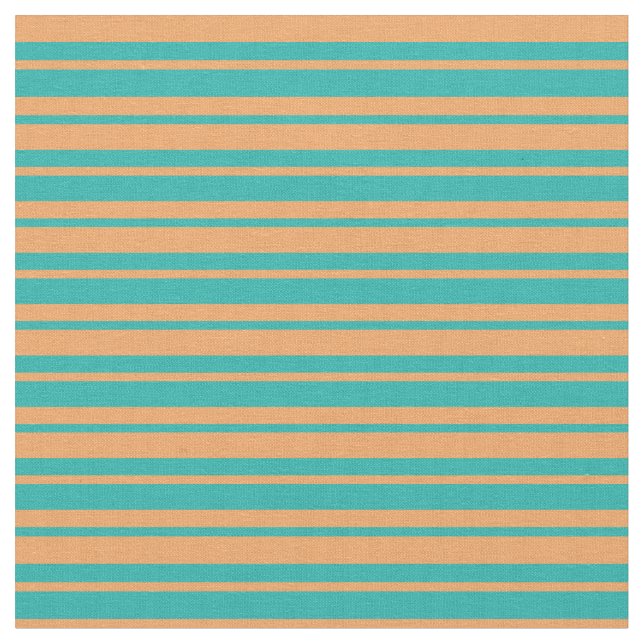 Brown and Light Sea Green Stripes Pattern Fabric (Close Up)