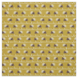 Brown and Mustard Gold Porcupine Patterned Fabric