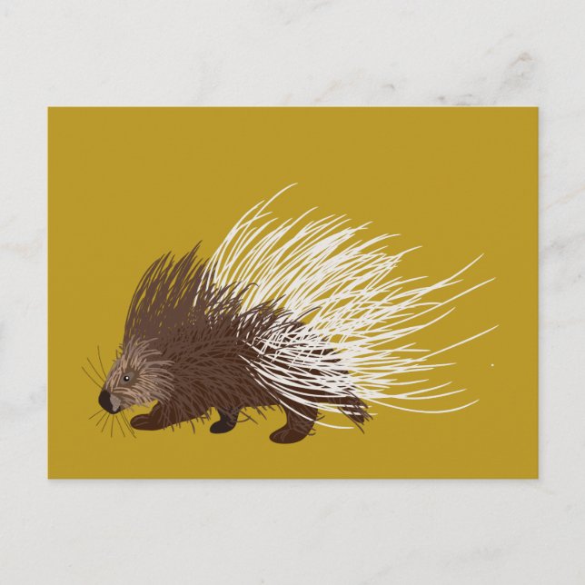 Brown and Mustard Gold Porcupine Postcard (Front)