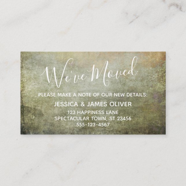 Brown and Mustard Textured Grunge "We've Moved Enclosure Card (Front)