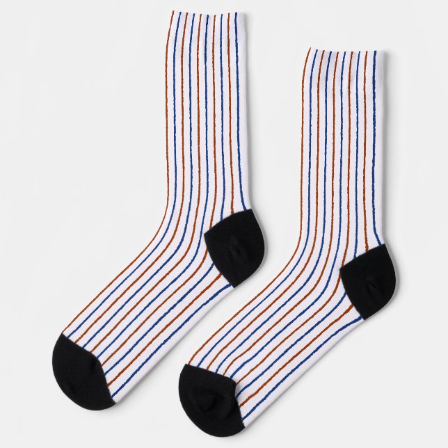 Brown and Navy Blue Stripes Socks (Left)