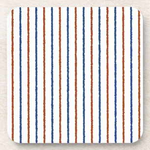 Brown and Navy Blue Stripes with Uneven Lines Coaster