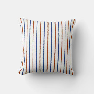 Brown and Navy Blue Stripes with Uneven Lines Cushion