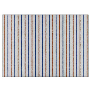 Brown and Navy Blue Stripes with Uneven Lines Cutting Board