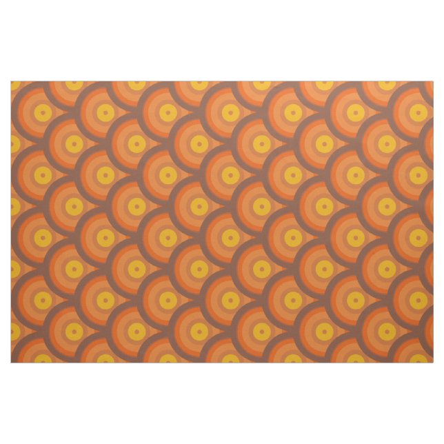 brown and orange 70s style geometric ring pattern fabric (Fat Quarter)