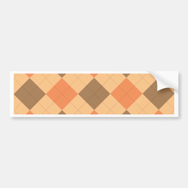 Brown and orange argyle pattern bumper sticker (Front)