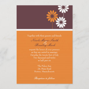 Brown and Orange Daisy Wedding Invitation