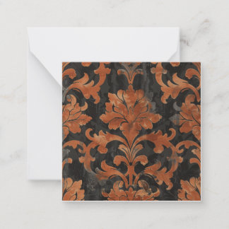 Brown and Orange Damask Pattern Card