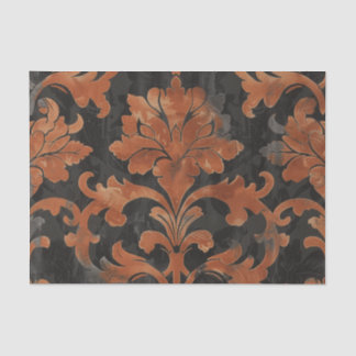 Brown and Orange Damask Pattern Tissue Paper