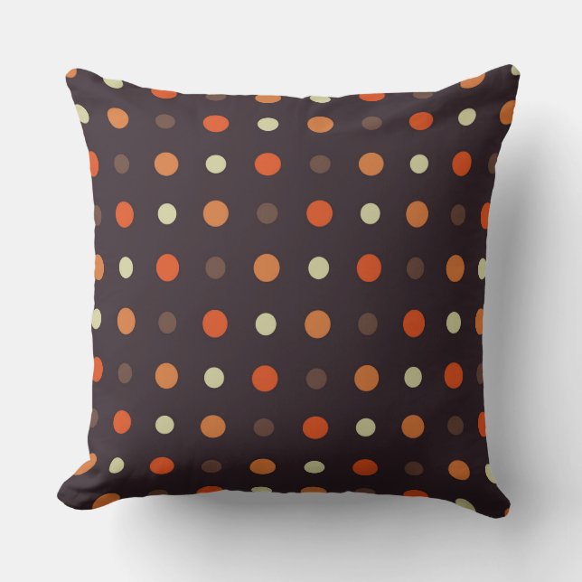 brown and orange fall polka dot cushion (Front)