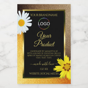 Brown and Orange Glitter Black Product Labels Logo