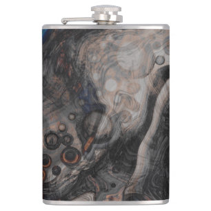 Brown and Orange Modern Art   Hip Flask