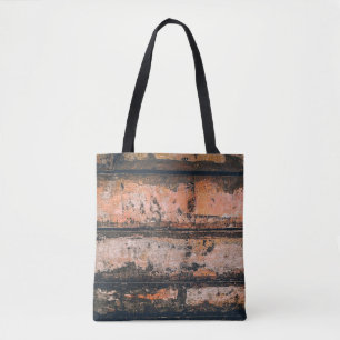 Brown and orange panel tote bag