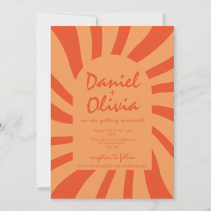 Brown And Orange Retro Photo Wedding Invitation