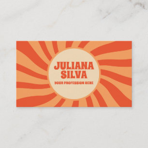 Brown And Orange Retro with QR Business Card