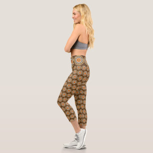 Brown And Orange Spotty Spots, Capri Leggings