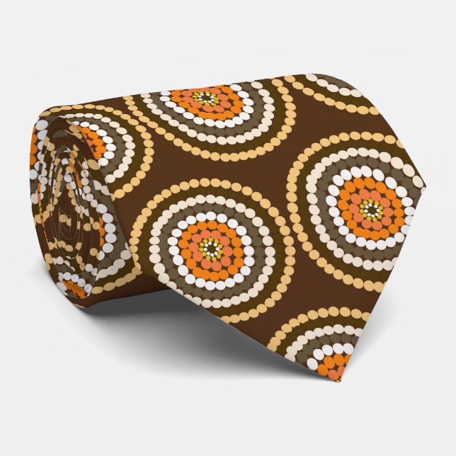 Brown And Orange Spotty Spots,  Tie (Rolled)