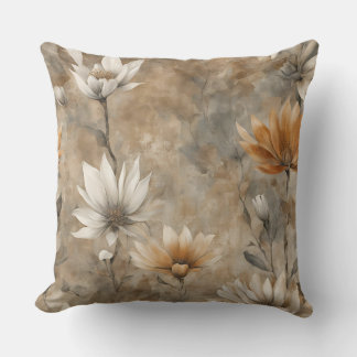 Brown and Orange Wildflower Floral Cushion