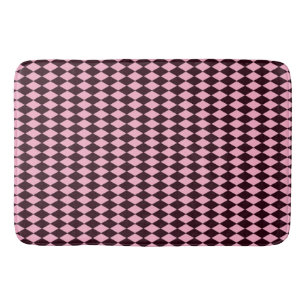 Brown and pink diamond shapes bath mat