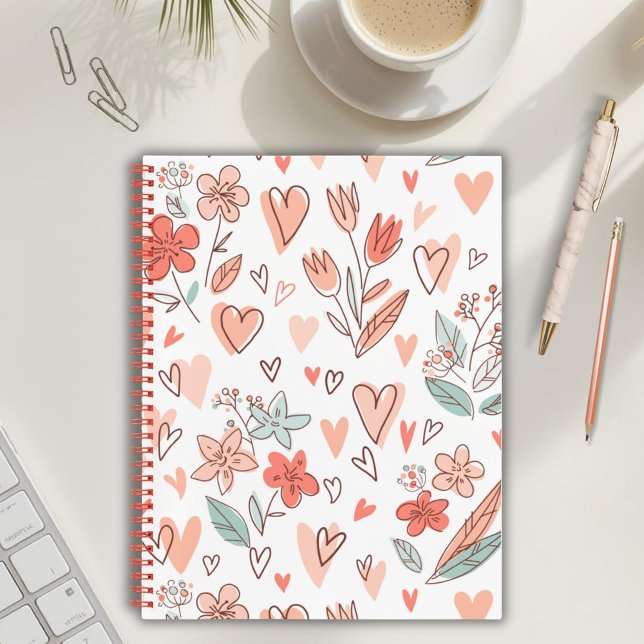 Brown and Pink Floral Heart Notebook (Creator Uploaded)