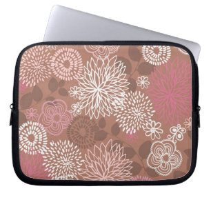 Brown and Pink Floral Pattern Laptop Sleeve