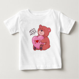 Brown and Pink Illustrative Bear Love T-Shirt