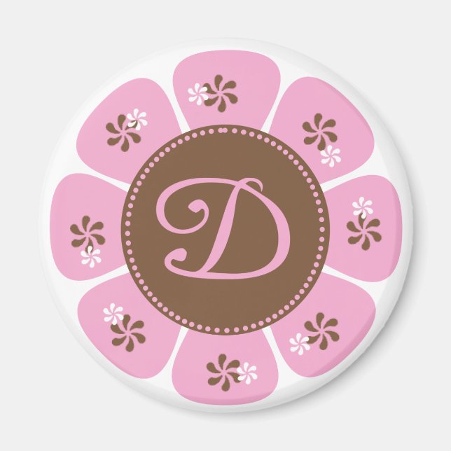 Brown and Pink Monogram D Magnet (Front)