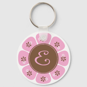 Brown and Pink Monogram E Key Ring