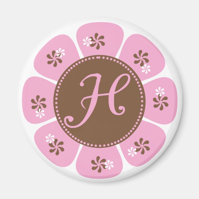 Brown and Pink Monogram H Magnet (Front)