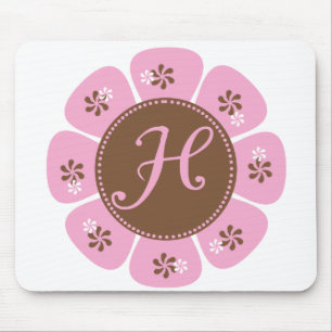 Brown and Pink Monogram H Mouse Pad