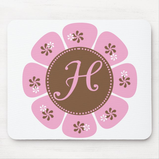 Brown and Pink Monogram H Mouse Pad (Front)