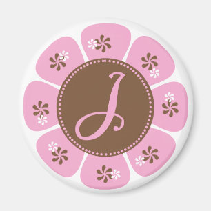 Brown and Pink Monogram J Magnet