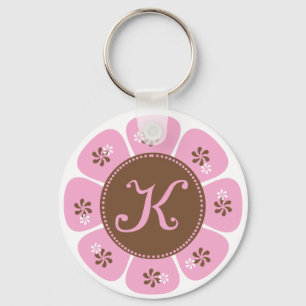 Brown and Pink Monogram K Key Ring