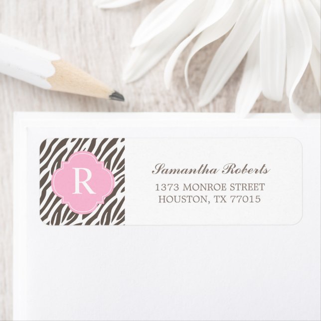Brown and Pink Zebra Stripes Monogram (Insitu)