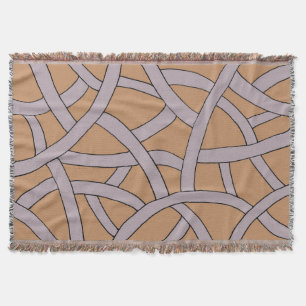 Brown and Purple Hand Drawn Fantasy Pattern Throw Blanket
