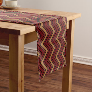 Brown and red shades chevron zigzag short table runner