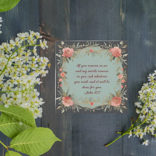 Brown and Sage Floral Frame Bible Verse Holiday Card (Creator Uploaded)