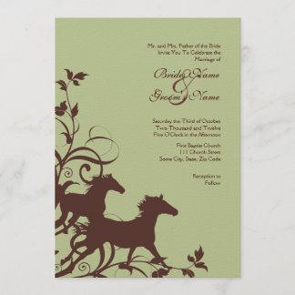 Brown and Sage Wild Horses Wedding Invitation