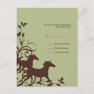 Brown and Sage Wild Horses Wedding RSVP card