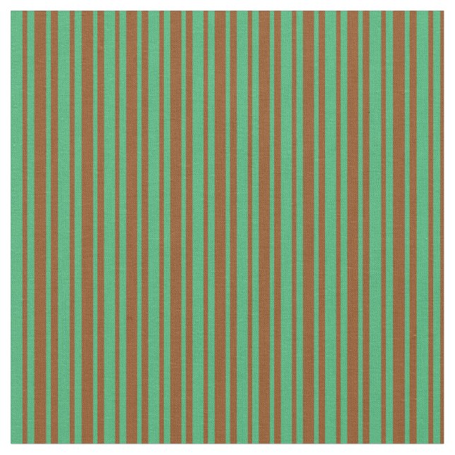 Brown and Sea Green Coloured Lines/Stripes Pattern Fabric (Close Up)