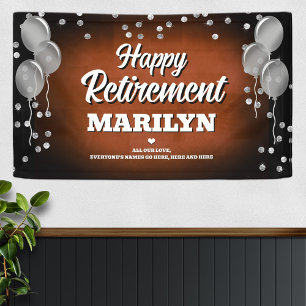 Brown and Silver Happy Retirement Banner