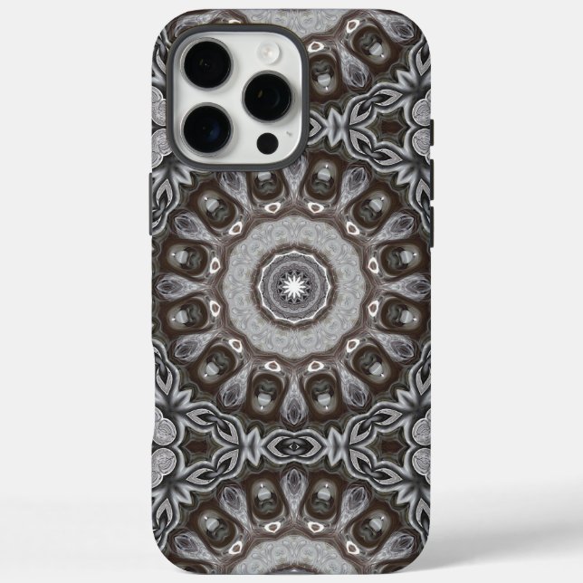 Brown and Silver Kaleidoscope Mandala Pattern Case-Mate iPhone Case (Back)