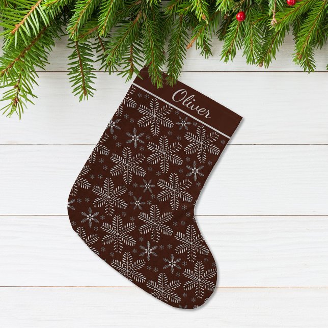 Brown and Silver Personalised Large Christmas Stocking (Creator Uploaded)