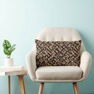Brown and Tan Abstract Mosaic Lumbar Cushion