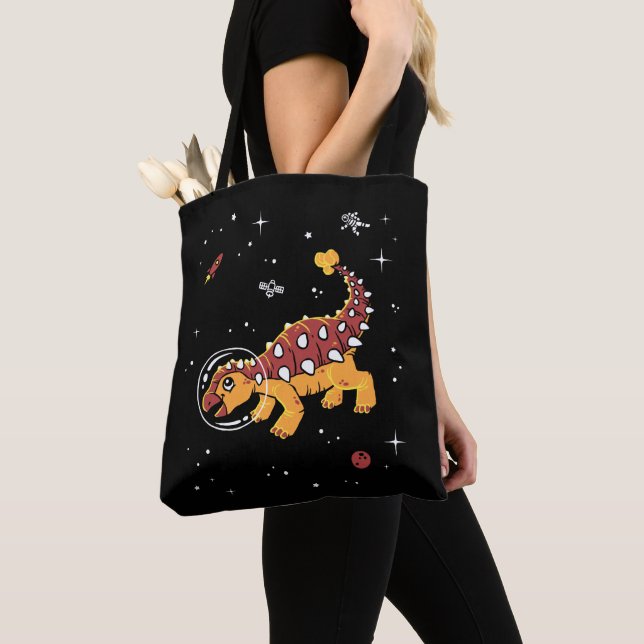Brown And Tan Ankylosaurus Dinos In Space Tote Bag (Close Up)
