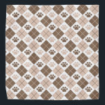 Brown and Tan Argyle Paw Print Pattern Bandana<br><div class="desc">Introducing our stylish brown, tan, and white argyle design featuring adorable paw prints, the perfect blend of sophistication and pet-inspired charm. This eye-catching design combines the classic argyle pattern with playful paw prints, creating a unique and fashionable look. The argyle pattern exudes a timeless and refined aesthetic, while the whimsical...</div>