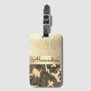 Brown and Tan Camo Shimmery Gold Luggage Tag