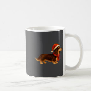 Brown And Tan Christmas Dachshund Santa Hat Coffee Mug