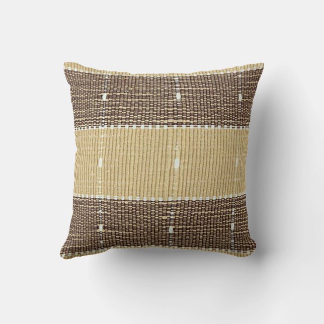 Brown and Tan Cotton Throw Pillow (Back)