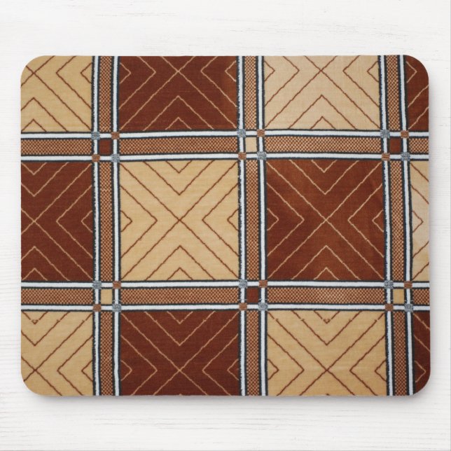 Brown and Tan Geometric Textile Mouse Pad (Front)